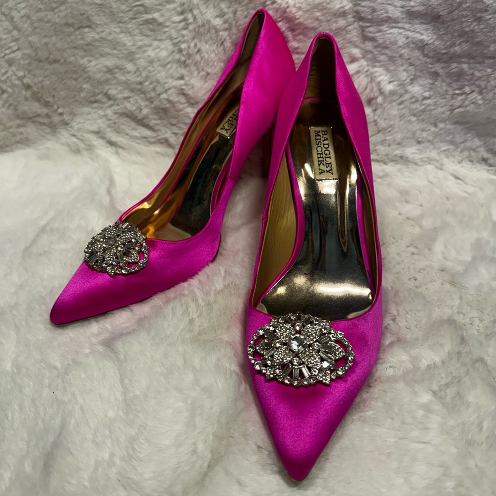 Badgley Mischka Pink Embellished Stiletto Heels